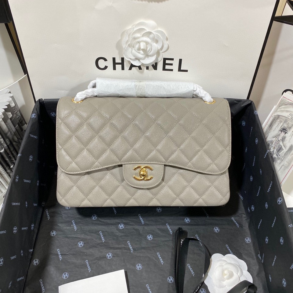 Chanel Classic Flap Jumbo30 CF Grey Gold