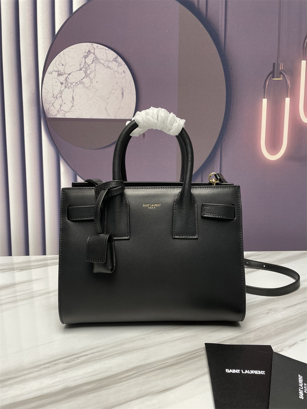 YSL SAC DE JOUR BABY IN SHINY LEATHER BLACK - Image 2