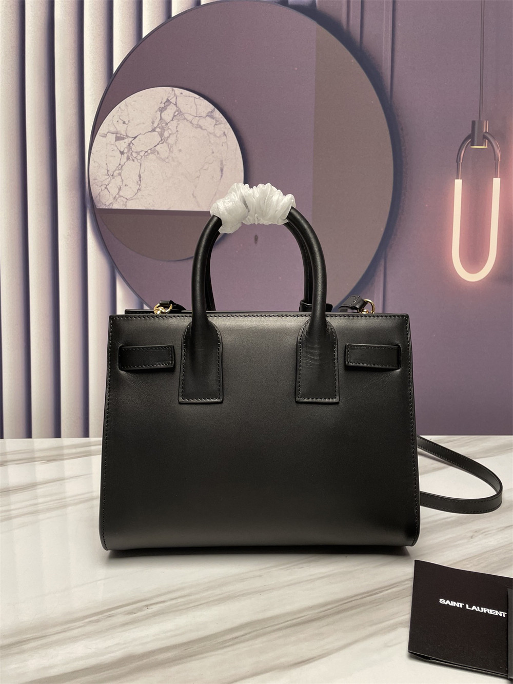 YSL SAC DE JOUR BABY IN SHINY LEATHER BLACK - Image 3