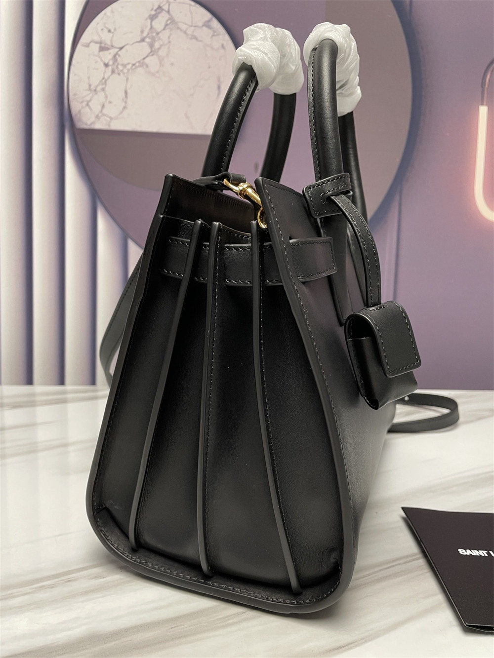 YSL SAC DE JOUR BABY IN SHINY LEATHER BLACK - Image 8