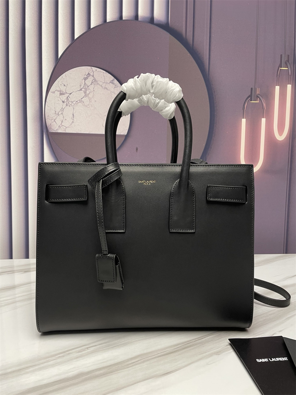 YSL SAC DE JOUR SMALL IN SHINY LEATHER BLACK - Image 2