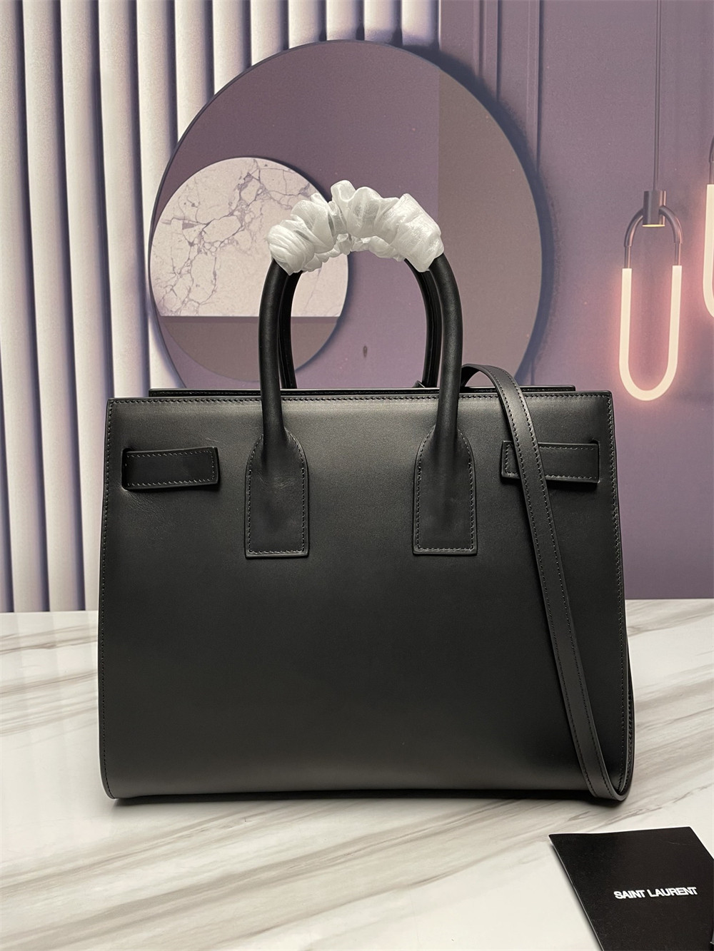 YSL SAC DE JOUR SMALL IN SHINY LEATHER BLACK - Image 3