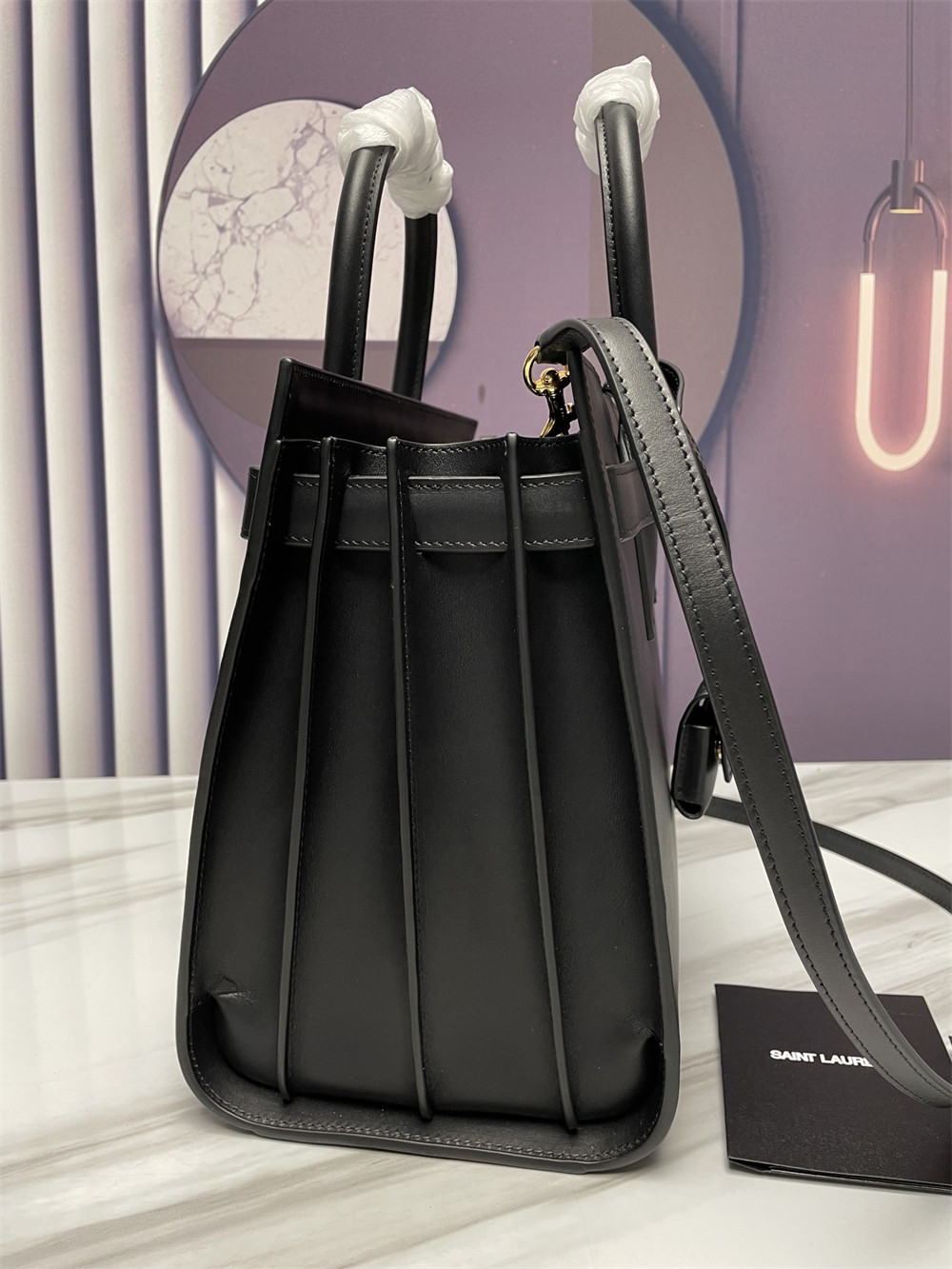 YSL SAC DE JOUR SMALL IN SHINY LEATHER BLACK - Image 8