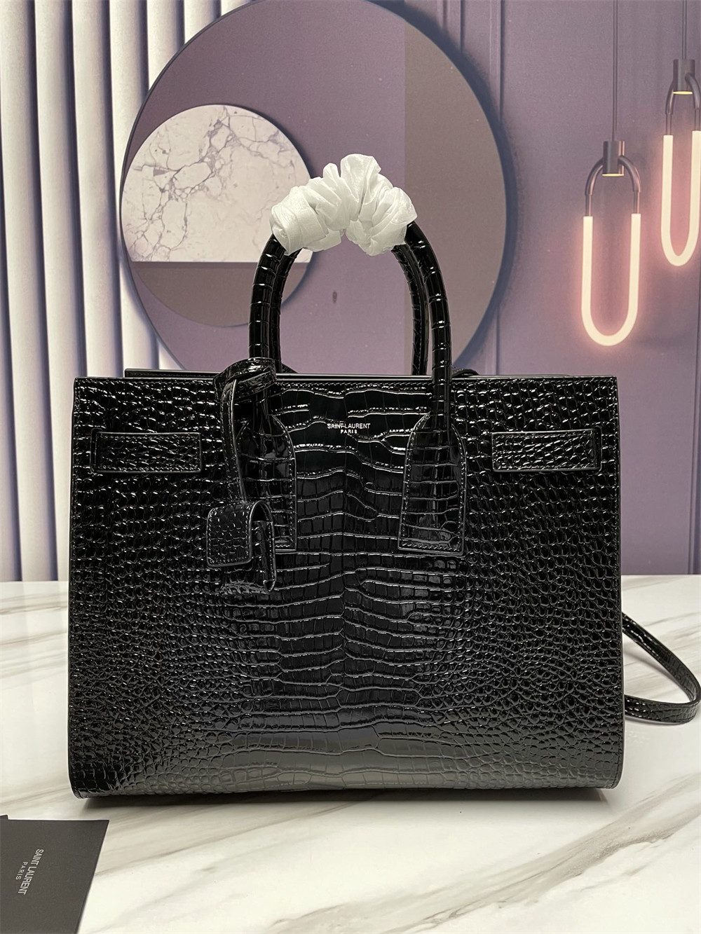 YSL SAC DE JOUR SMALL IN CROCODILE EMBOSSED LEATHER - Image 2