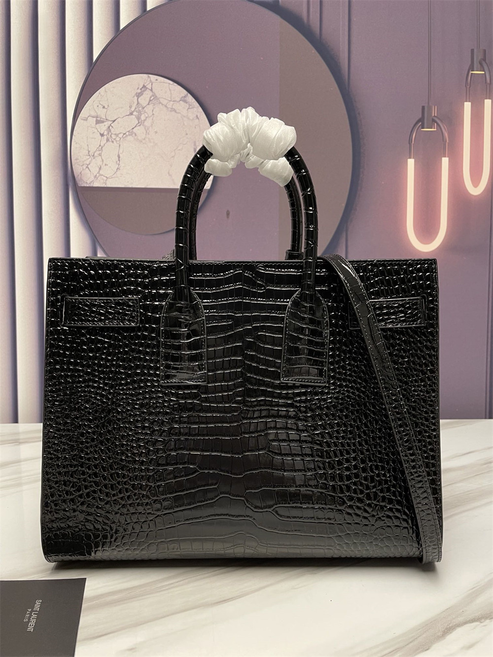 YSL SAC DE JOUR SMALL IN CROCODILE EMBOSSED LEATHER - Image 3