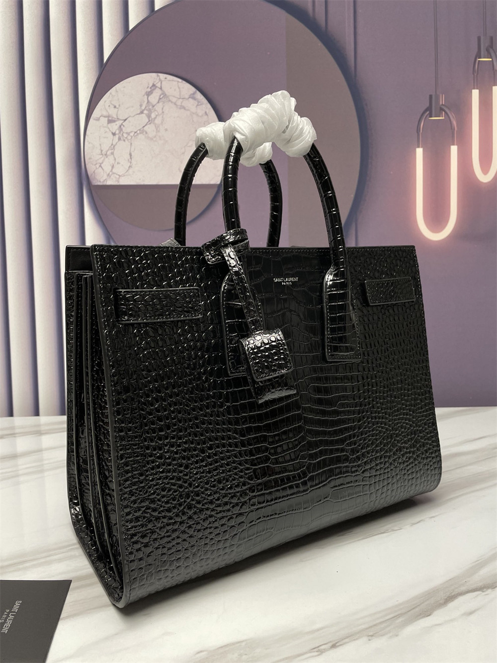YSL SAC DE JOUR SMALL IN CROCODILE EMBOSSED LEATHER - Image 4