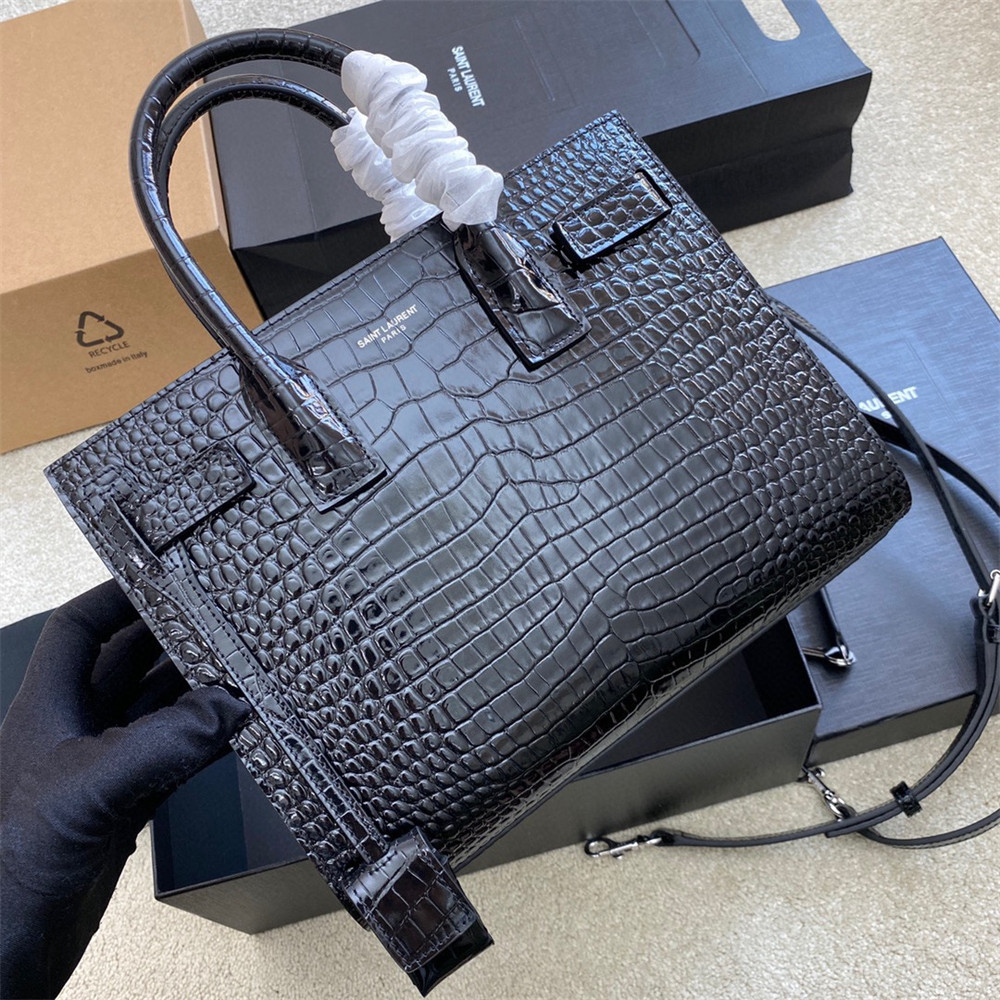 YSL SAC DE JOUR BABY IN CROCODILE EMBOSSED LEATHER BLACK - Image 6