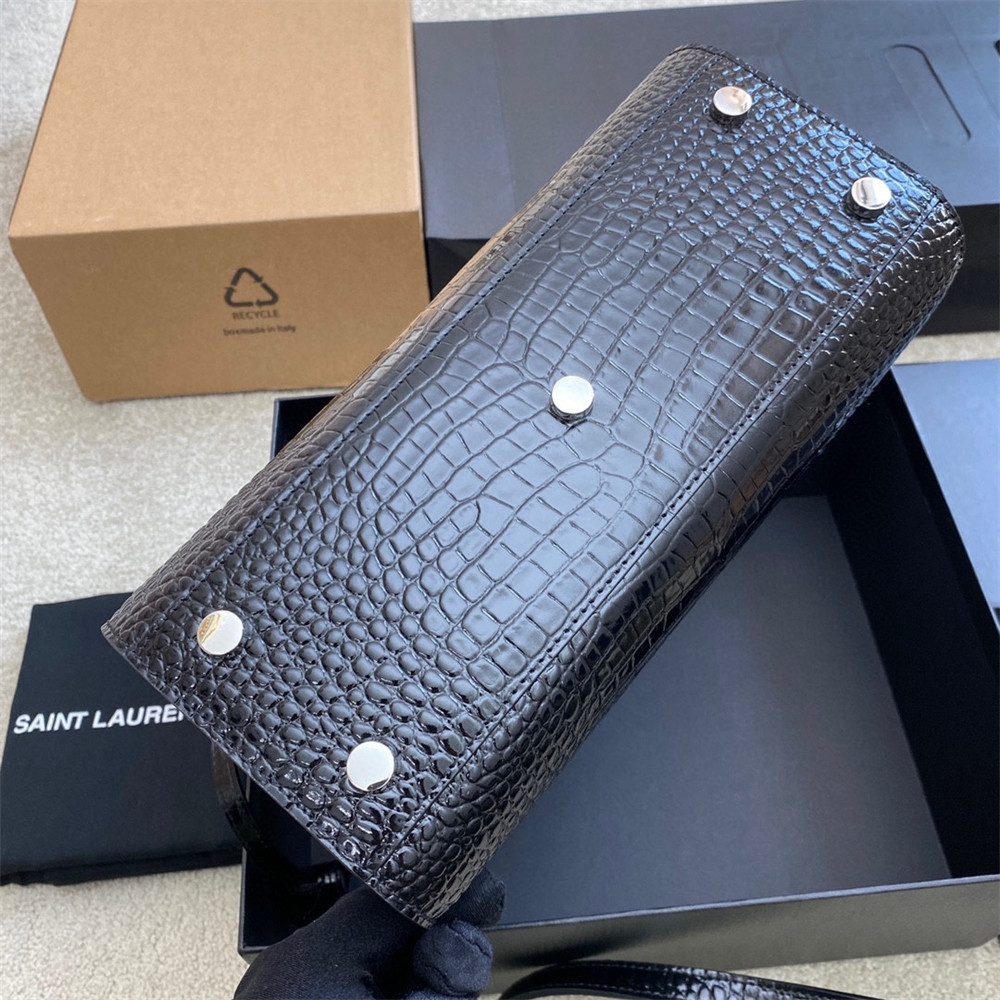 YSL SAC DE JOUR BABY IN CROCODILE EMBOSSED LEATHER BLACK - Image 7