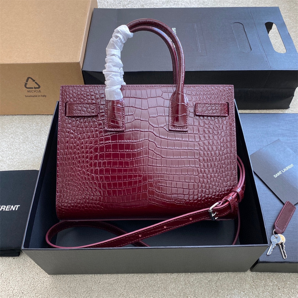 YSL SAC DE JOUR BABY IN CROCODILE EMBOSSED LEATHER RED - Image 3