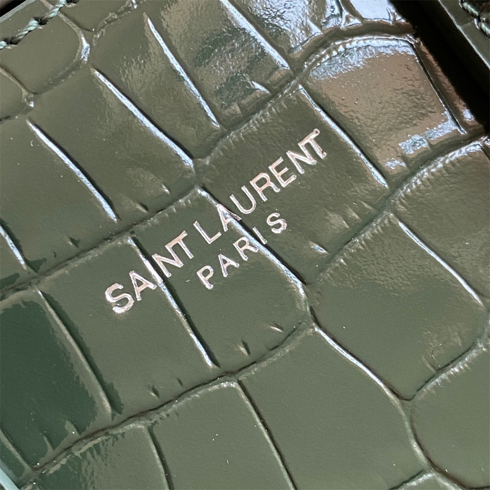 YSL SAC DE JOUR NANO IN CROCODILE EMBOSSED LEATHER GREEN 8.6 X 6.8 X 3.5 INCHES - Image 8
