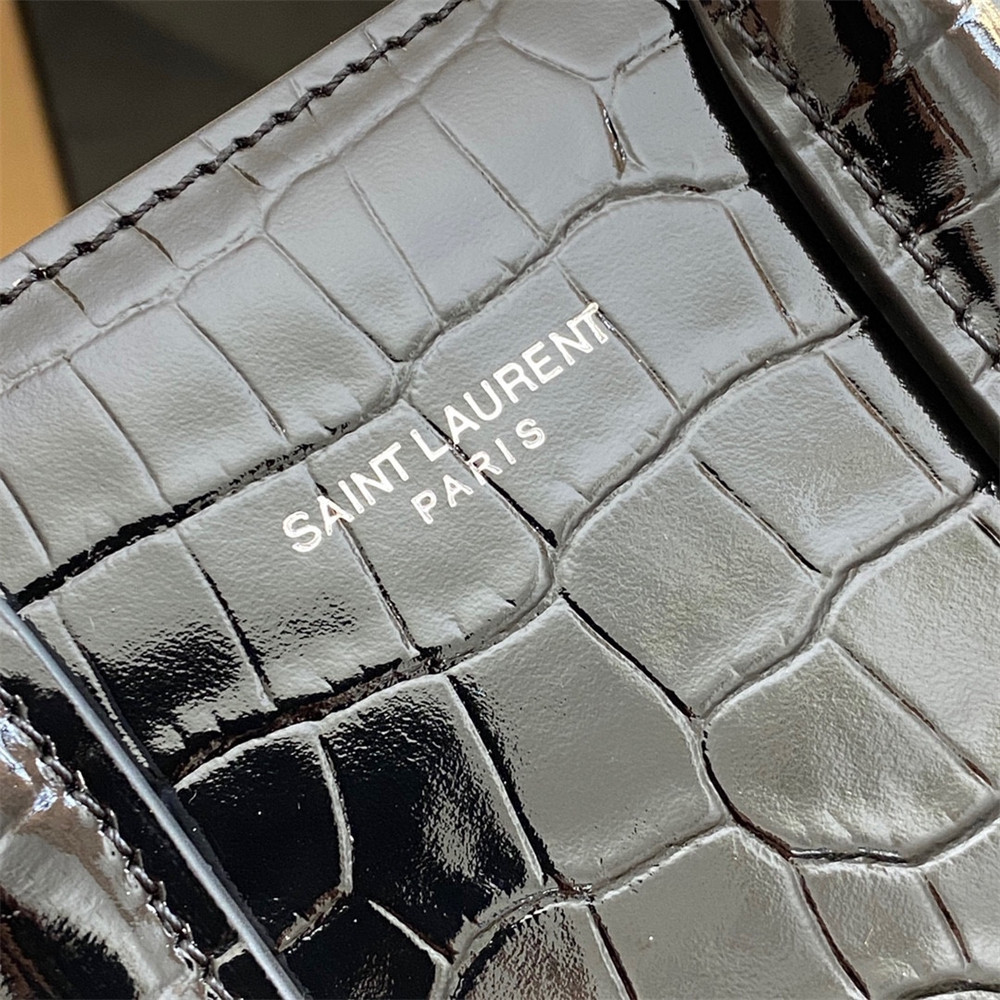 YSL SAC DE JOUR NANO IN CROCODILE EMBOSSED LEATHER BLACK 8.6 X 6.8 X 3.5 INCHES - Image 7