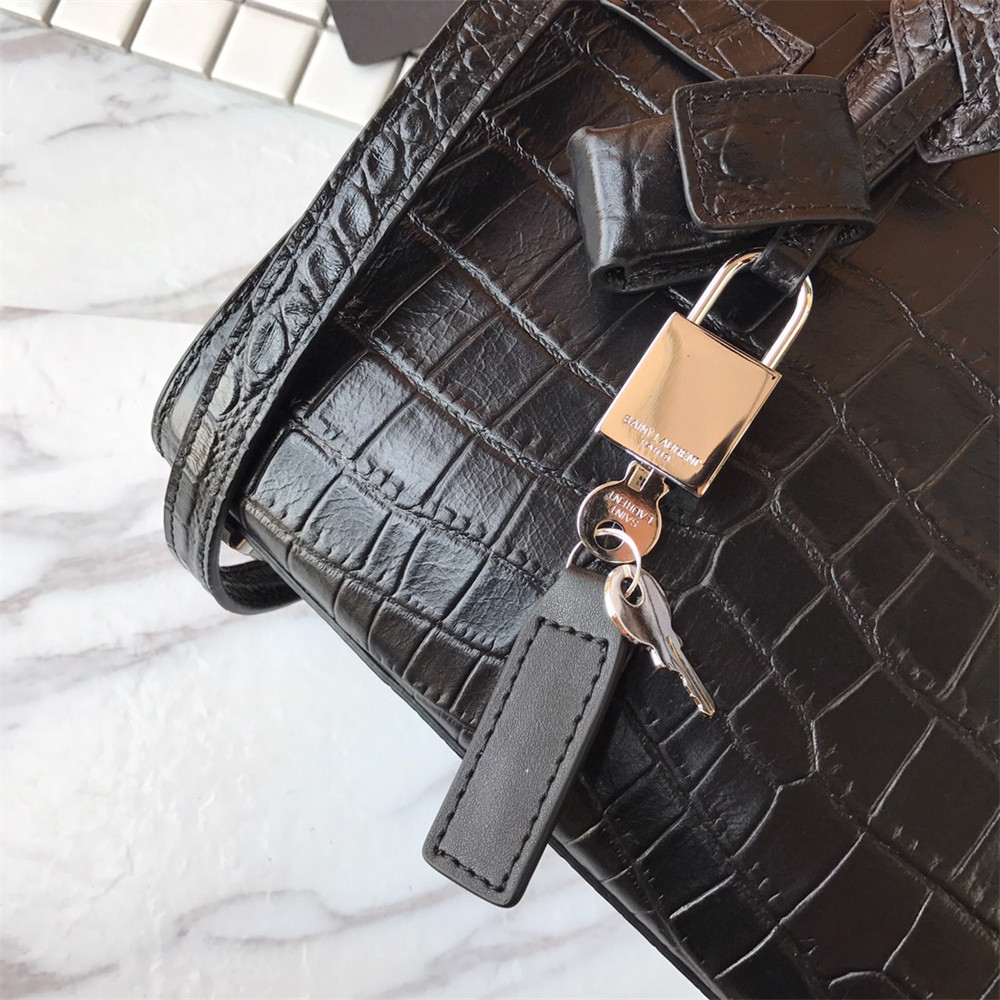 YSL SAC DE JOUR NANO IN MATTE CROCODILE EMBOSSED LEATHER BLACK - Image 4