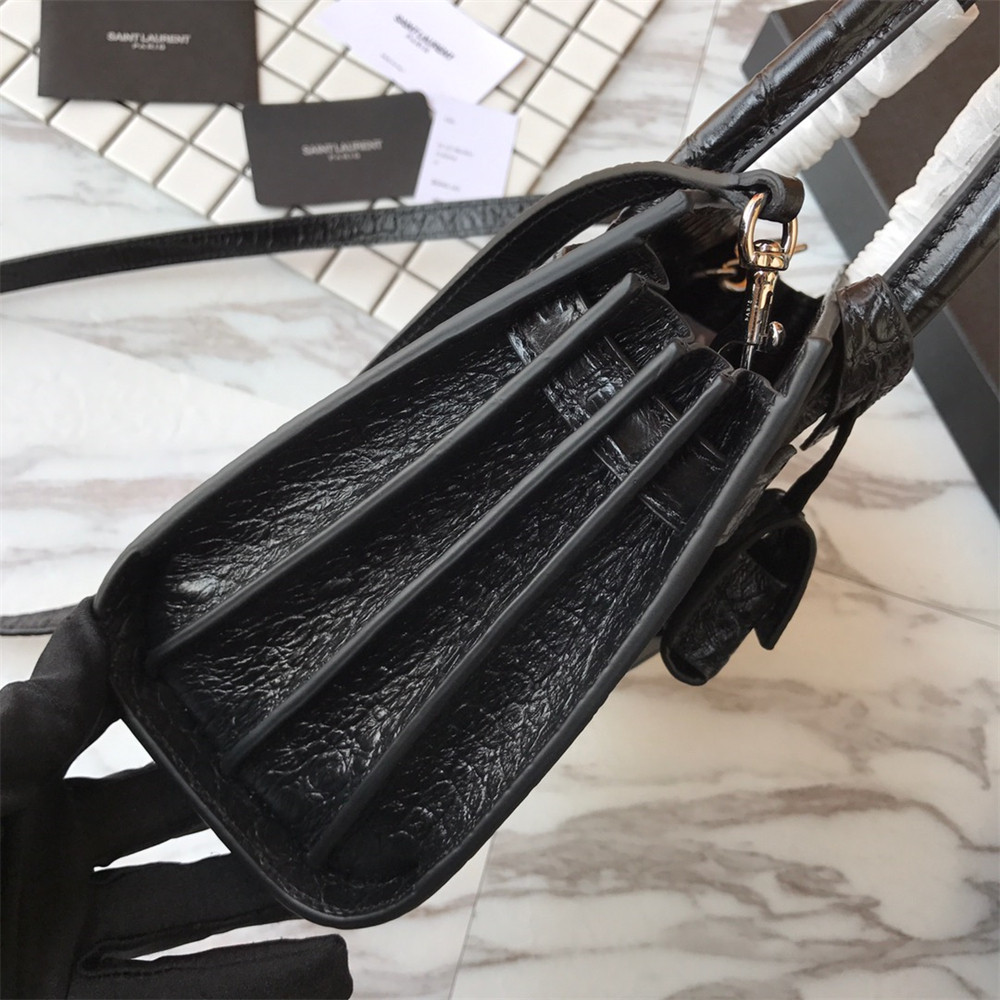 YSL SAC DE JOUR NANO IN MATTE CROCODILE EMBOSSED LEATHER BLACK - Image 5