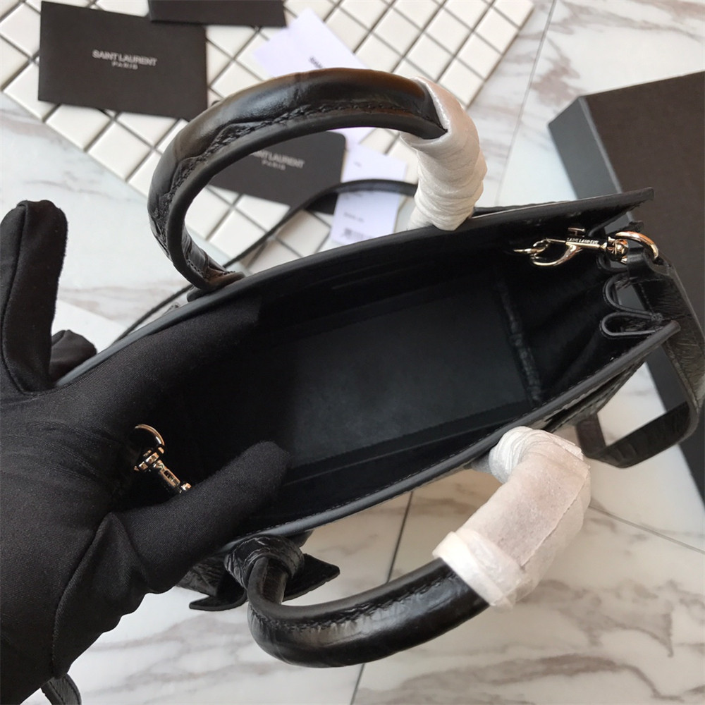 YSL SAC DE JOUR NANO IN MATTE CROCODILE EMBOSSED LEATHER BLACK - Image 8