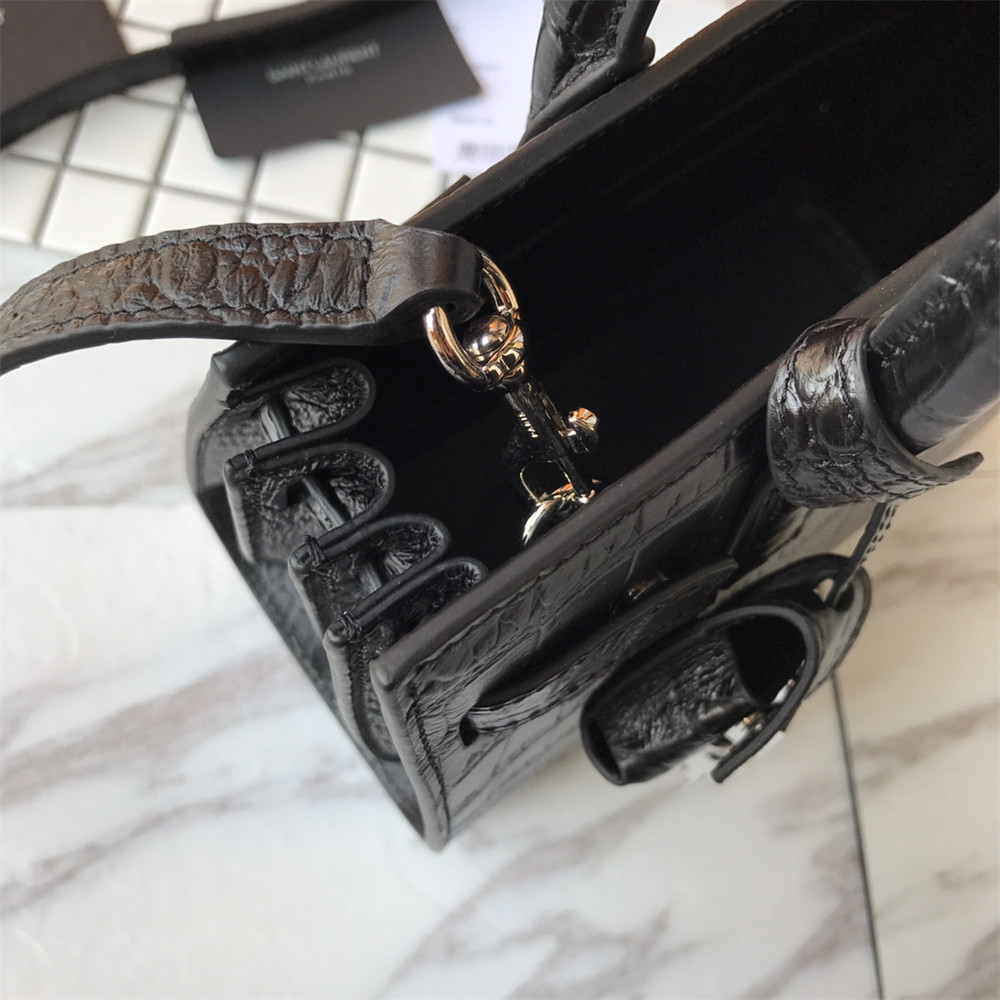 YSL SAC DE JOUR NANO IN MATTE CROCODILE EMBOSSED LEATHER BLACK - Image 9