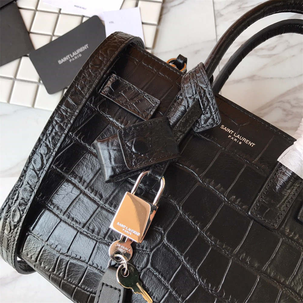 YSL SAC DE JOUR NANO IN MATTE CROCODILE EMBOSSED LEATHER BLACK - Image 10