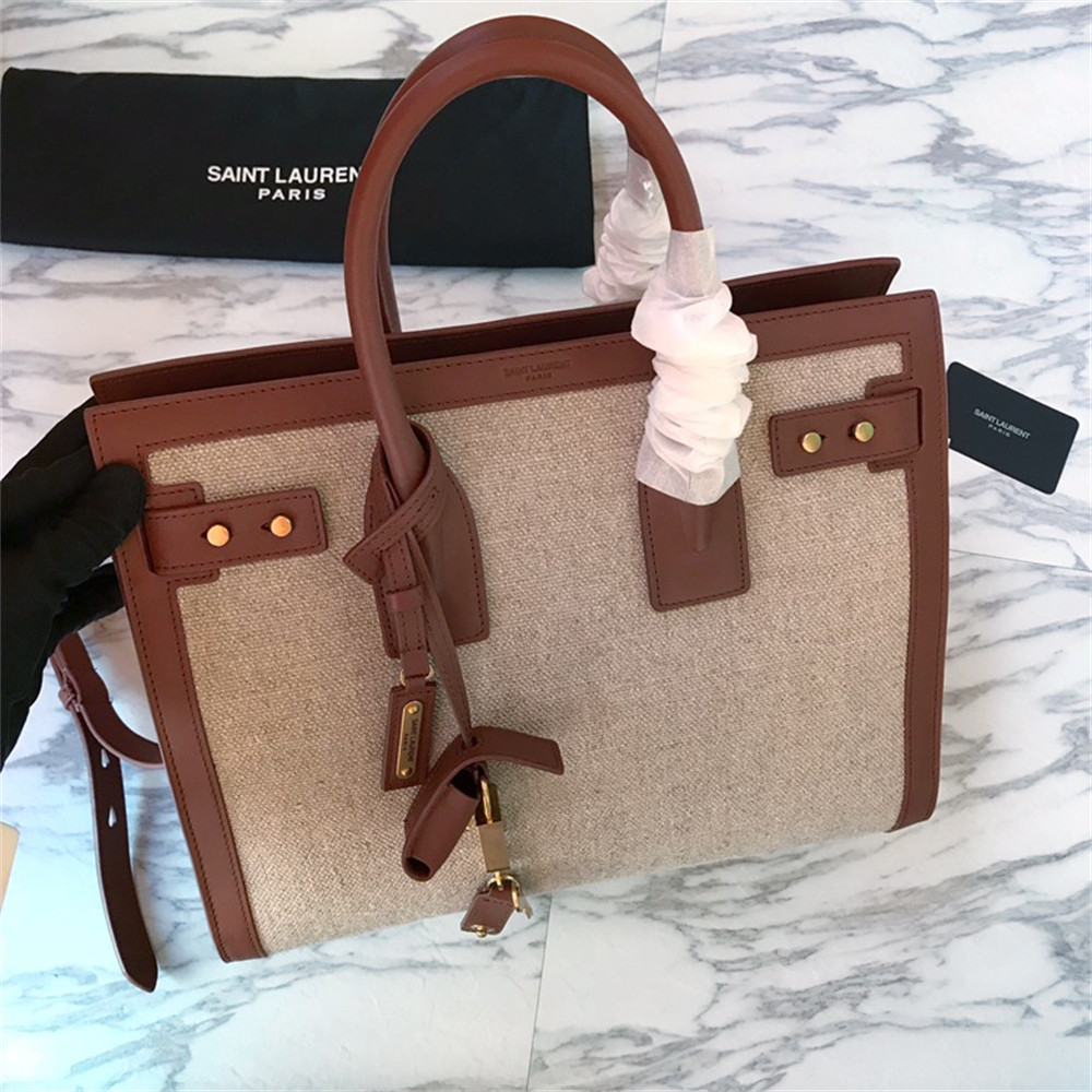 YSL SAC DE JOUR SMALL IN CANVAS AND LEATHER BEIGE SEA SALT AND BRICK - Image 2