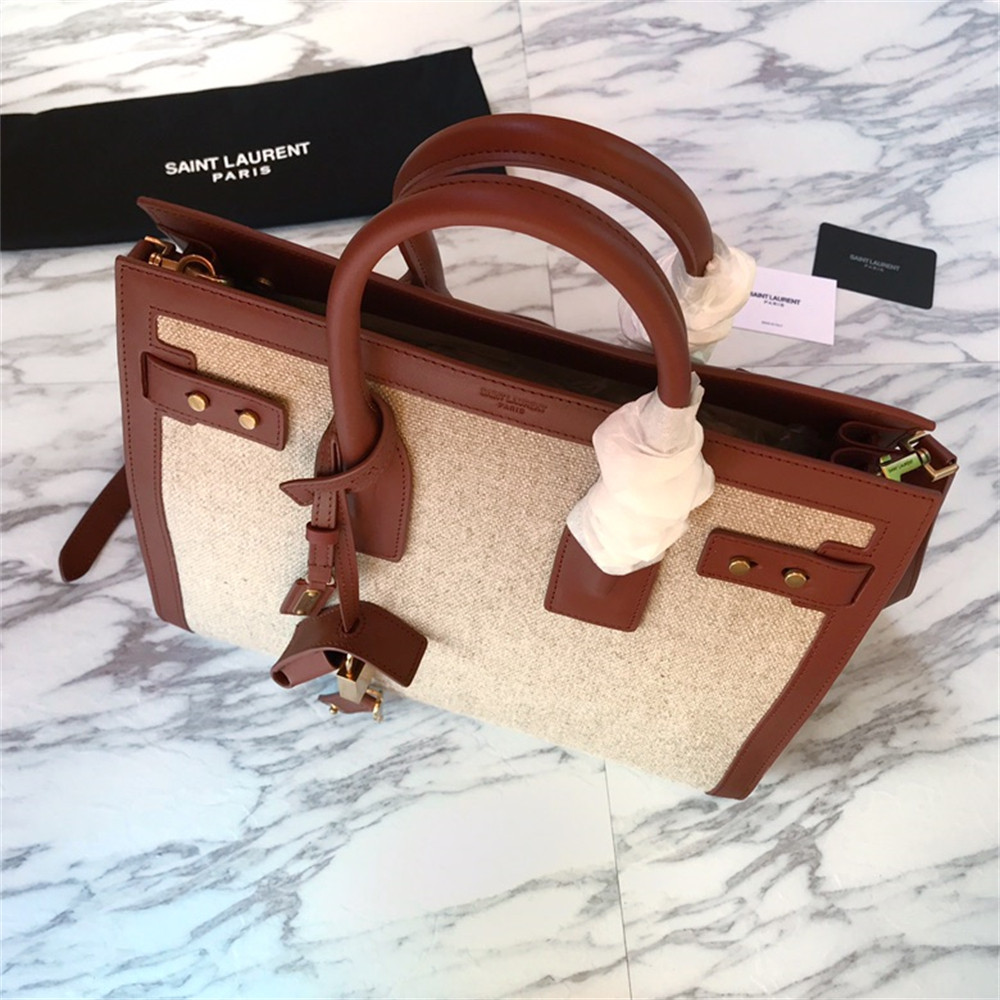 YSL SAC DE JOUR SMALL IN CANVAS AND LEATHER BEIGE SEA SALT AND BRICK - Image 3