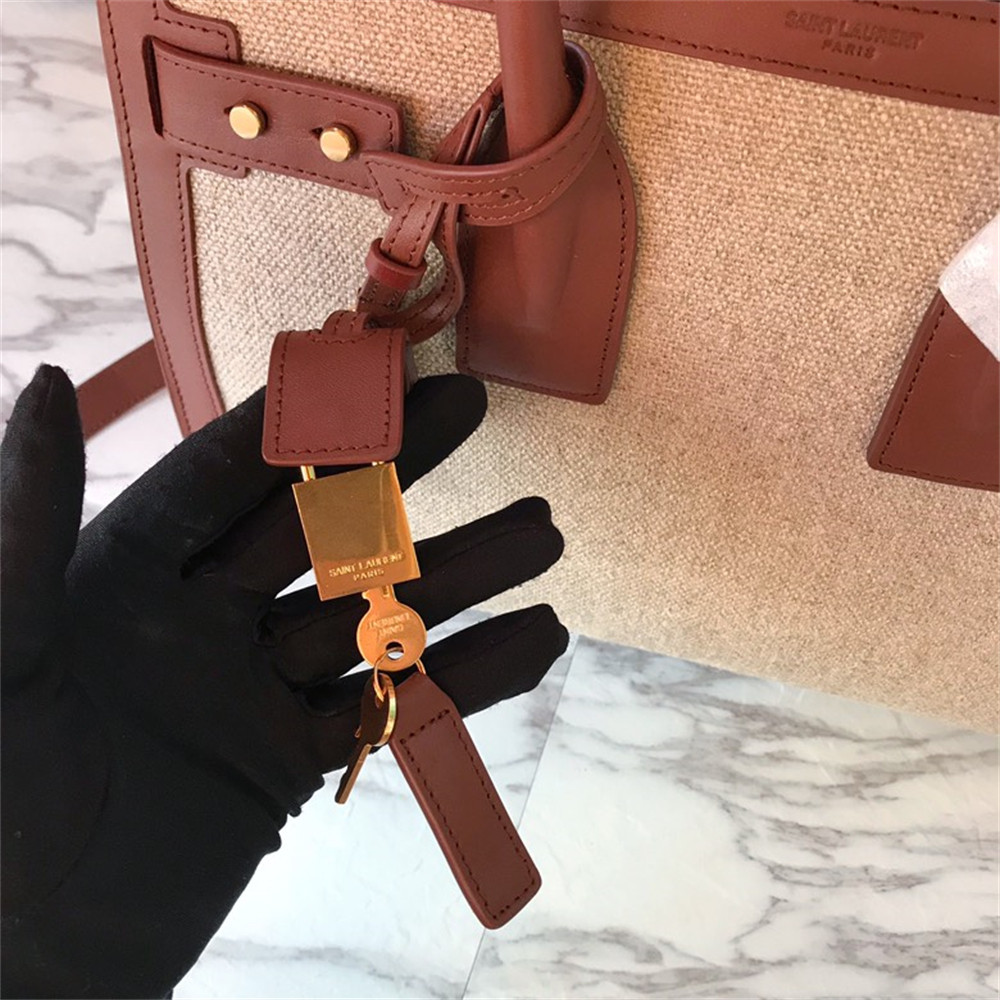 YSL SAC DE JOUR SMALL IN CANVAS AND LEATHER BEIGE SEA SALT AND BRICK - Image 4