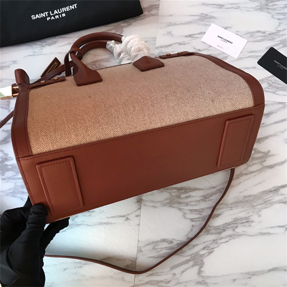 YSL SAC DE JOUR SMALL IN CANVAS AND LEATHER BEIGE SEA SALT AND BRICK - Image 7
