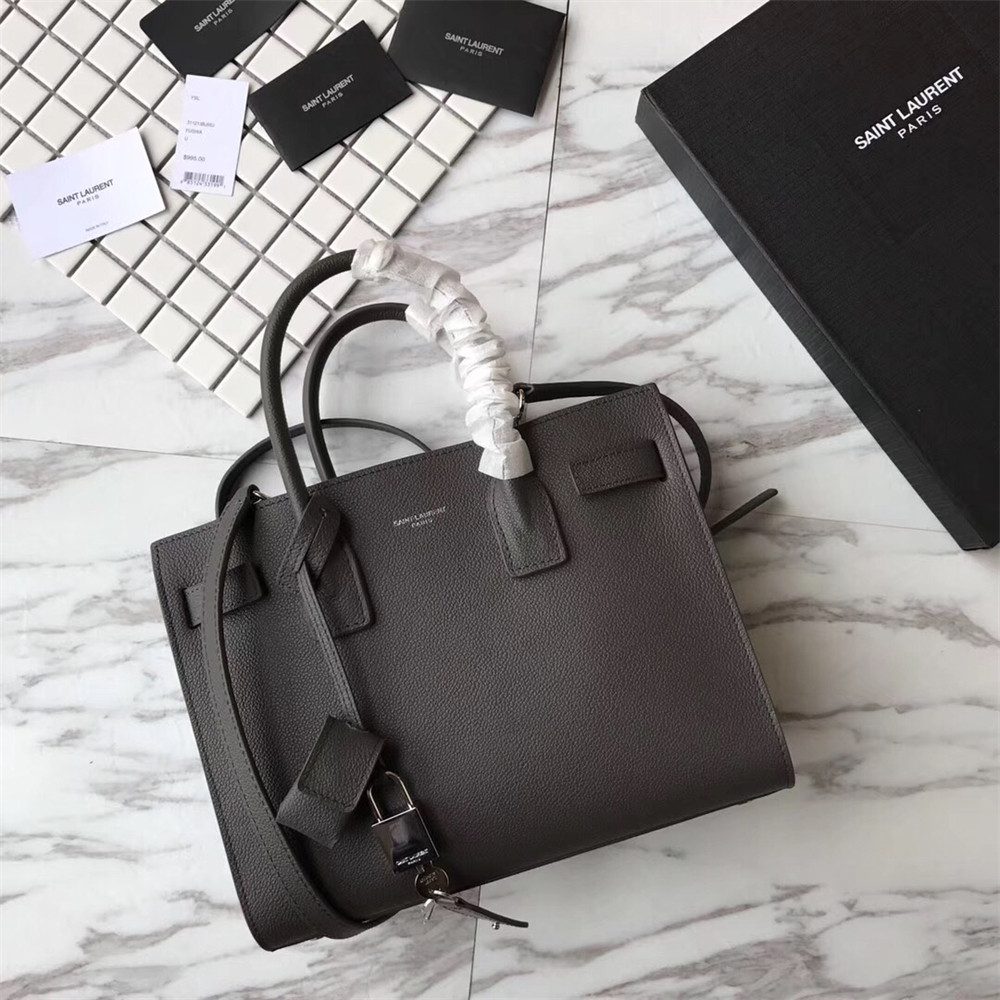YSL SAC DE JOUR BABY IN GRAINED LEATHER GREY - Image 5
