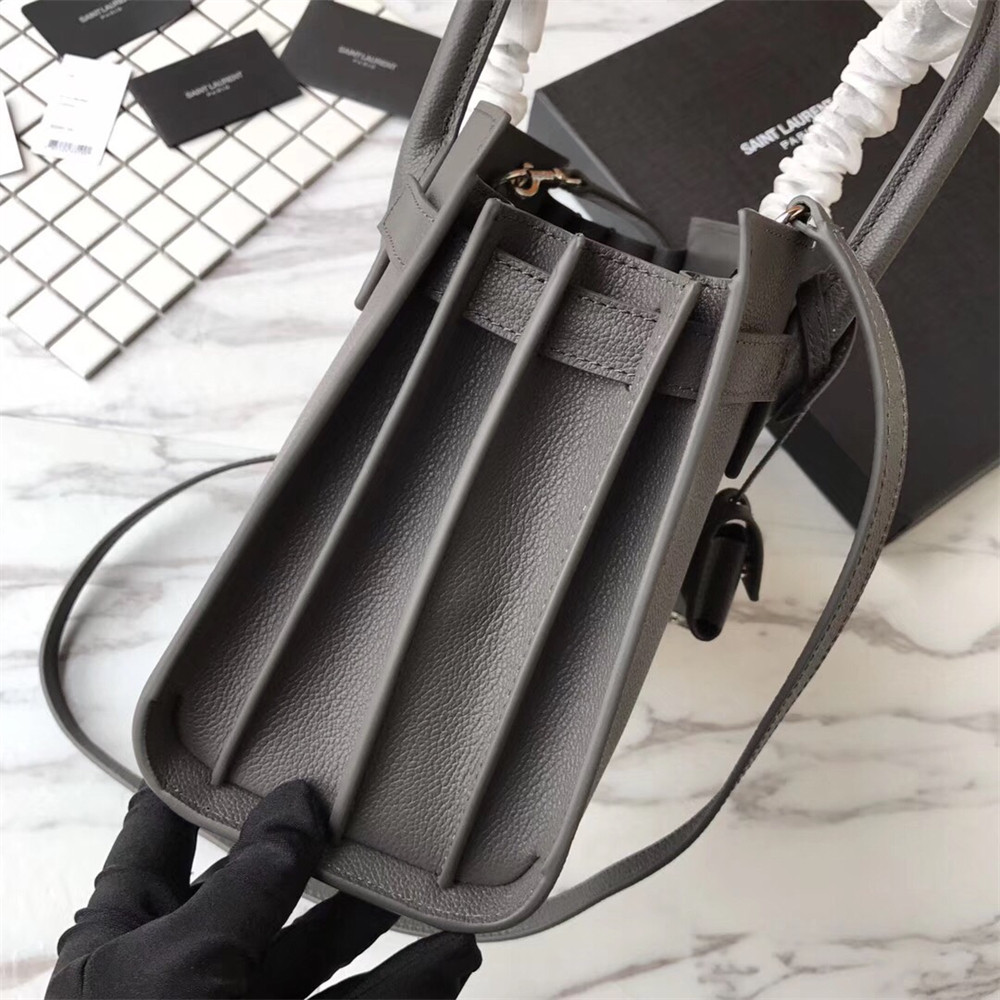 YSL SAC DE JOUR BABY IN GRAINED LEATHER GREY - Image 7