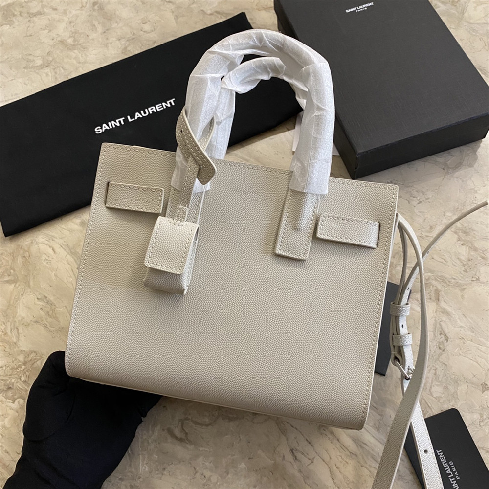 YSL SAC DE JOUR NANO IN GRAINED LEATHER WHITE - Image 3