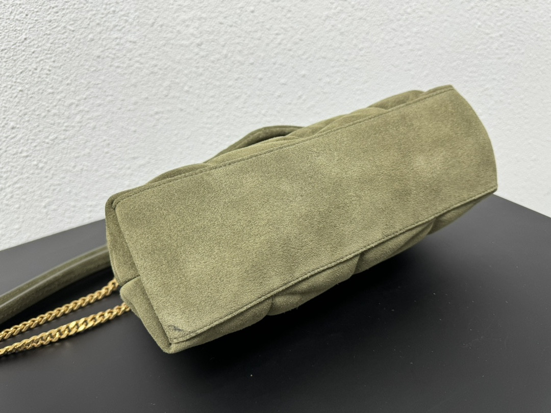 YSL PUFFER SMALL IN SHINY VELVET PALE OLIVE - Image 6