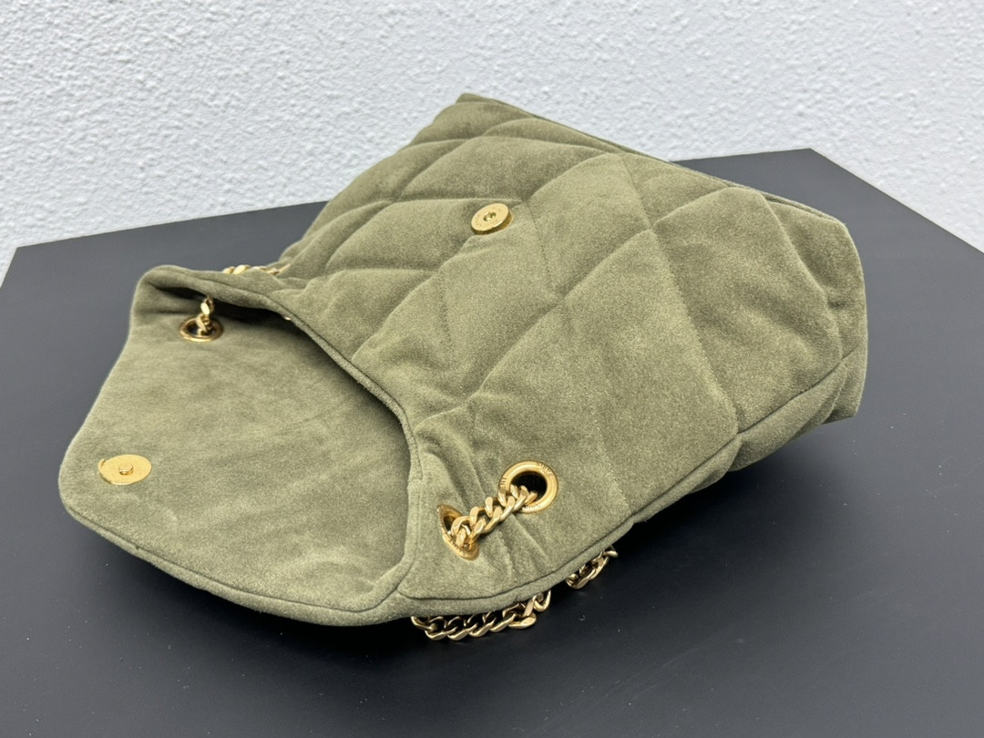 YSL PUFFER SMALL IN SHINY VELVET PALE OLIVE - Image 7