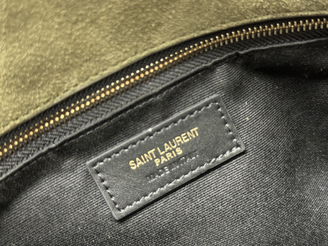 YSL PUFFER SMALL IN SHINY VELVET PALE OLIVE - Image 8