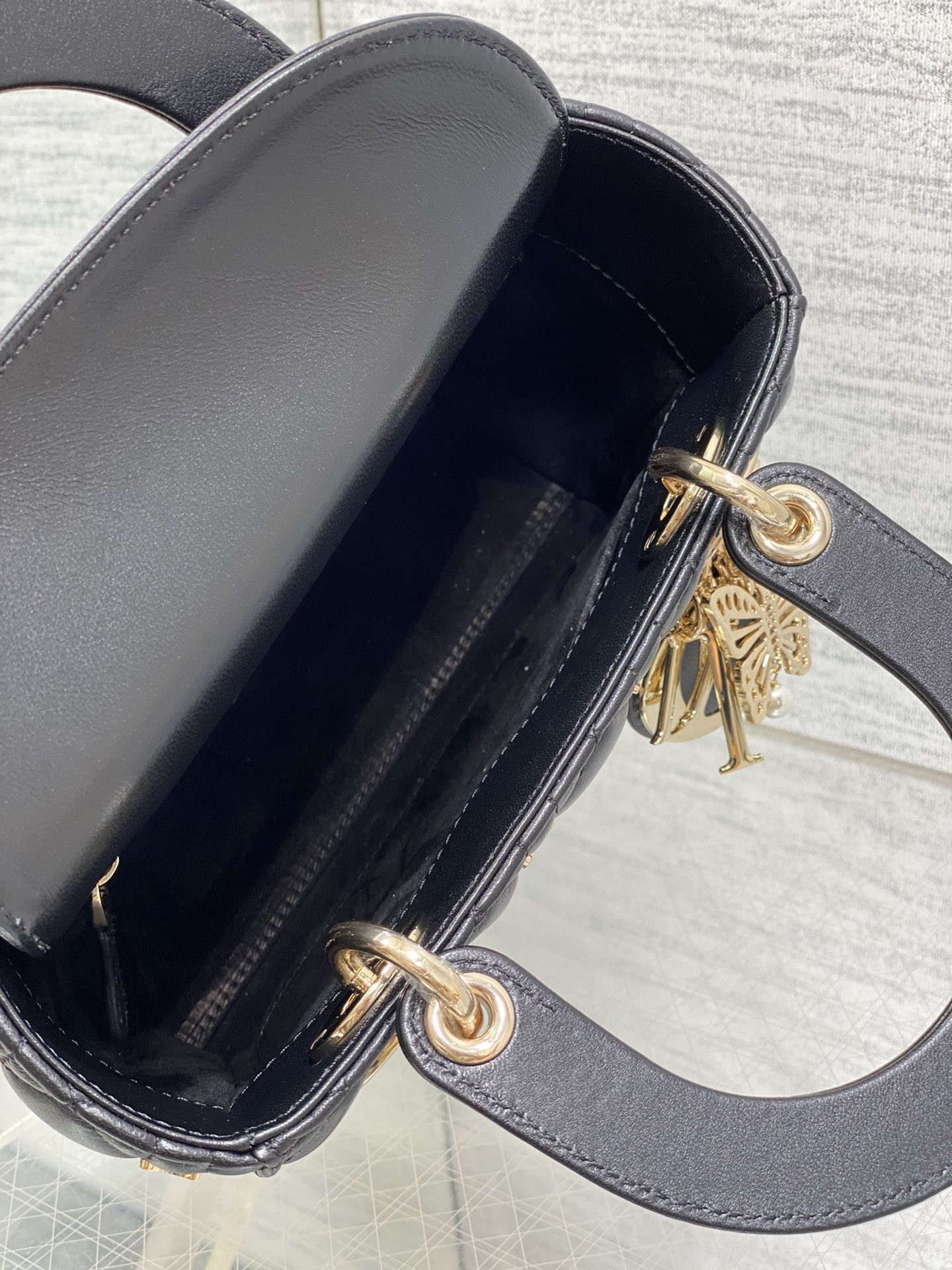 SMALL LADY DIOR Black with Butterfly Studs - Image 9