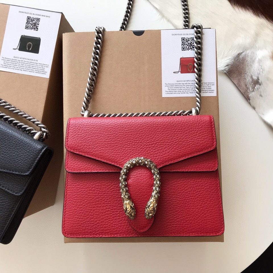 GUCCI DIONYSUS LEATHER MINI BAG RED 7.5"Wx6"Hx2 - Image 2