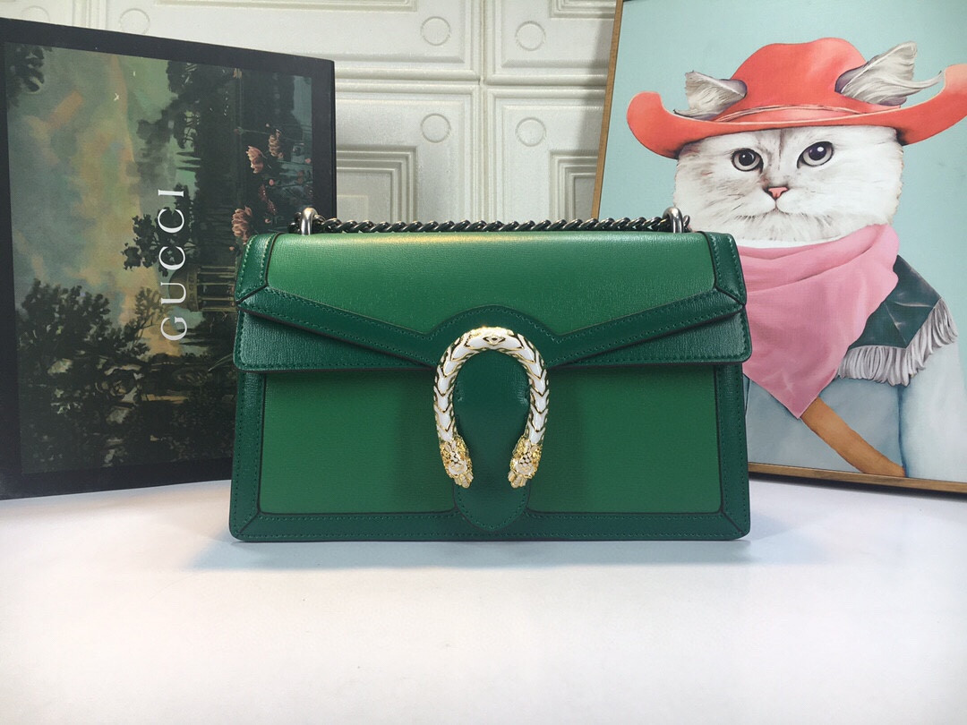 GUCCI DIONYSUS SMALL SHOULDER BAG GREEN 11"Wx7"Hx3.5