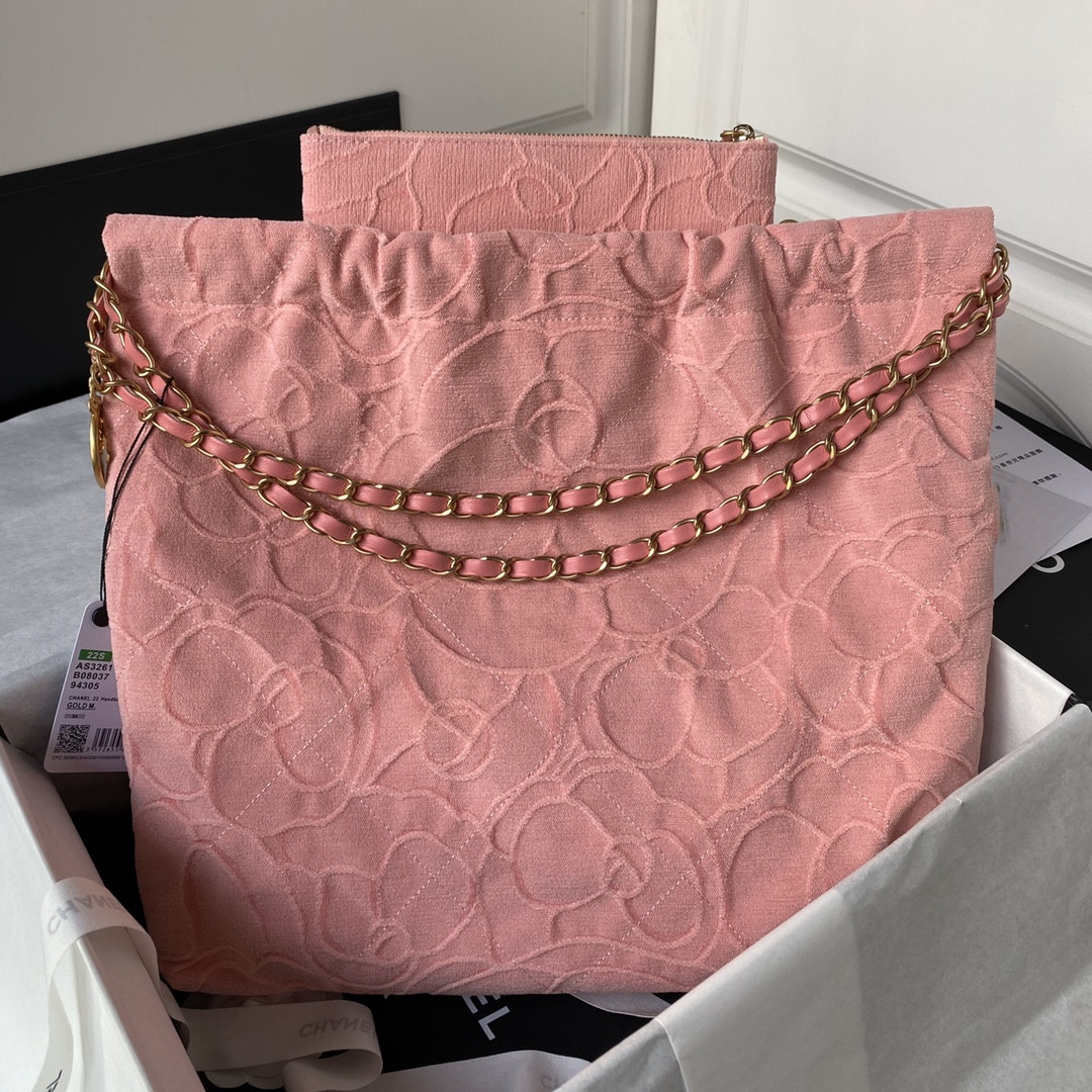 CHANEL 22 HANDBAG velvet pink 15.2*16.4*3.1 in - Image 3