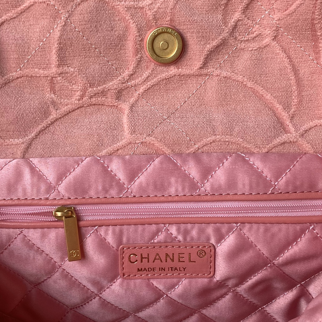 CHANEL 22 HANDBAG velvet pink 15.2*16.4*3.1 in - Image 8