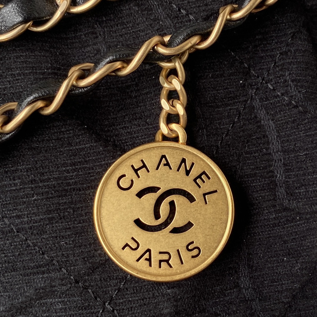CHANEL 22 SMALL HANDBAG velvet BLACK 13.7*14.4*2.7 in - Image 4
