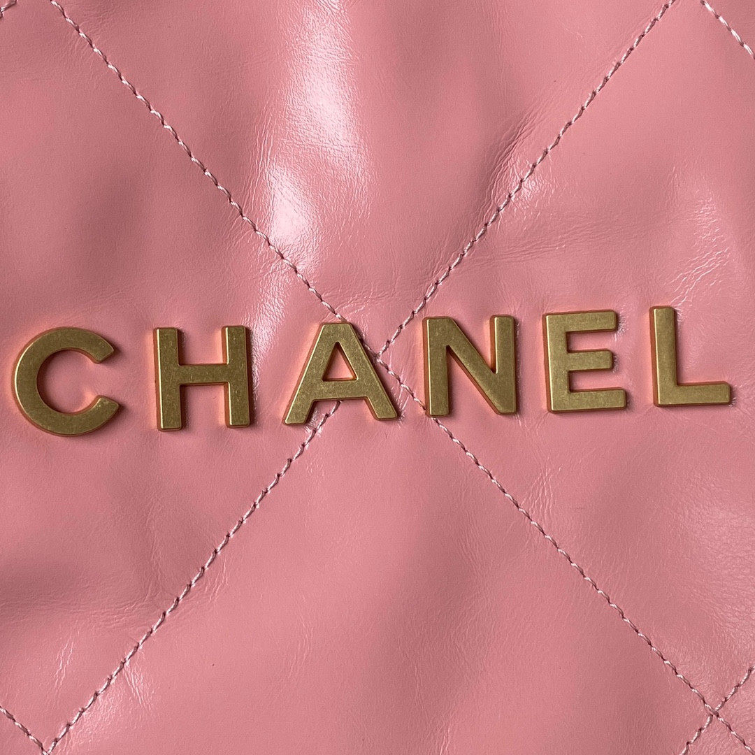 CHANEL 22 HANDBAG Shiny Calfskin PINK 30*45*8cm - Image 4