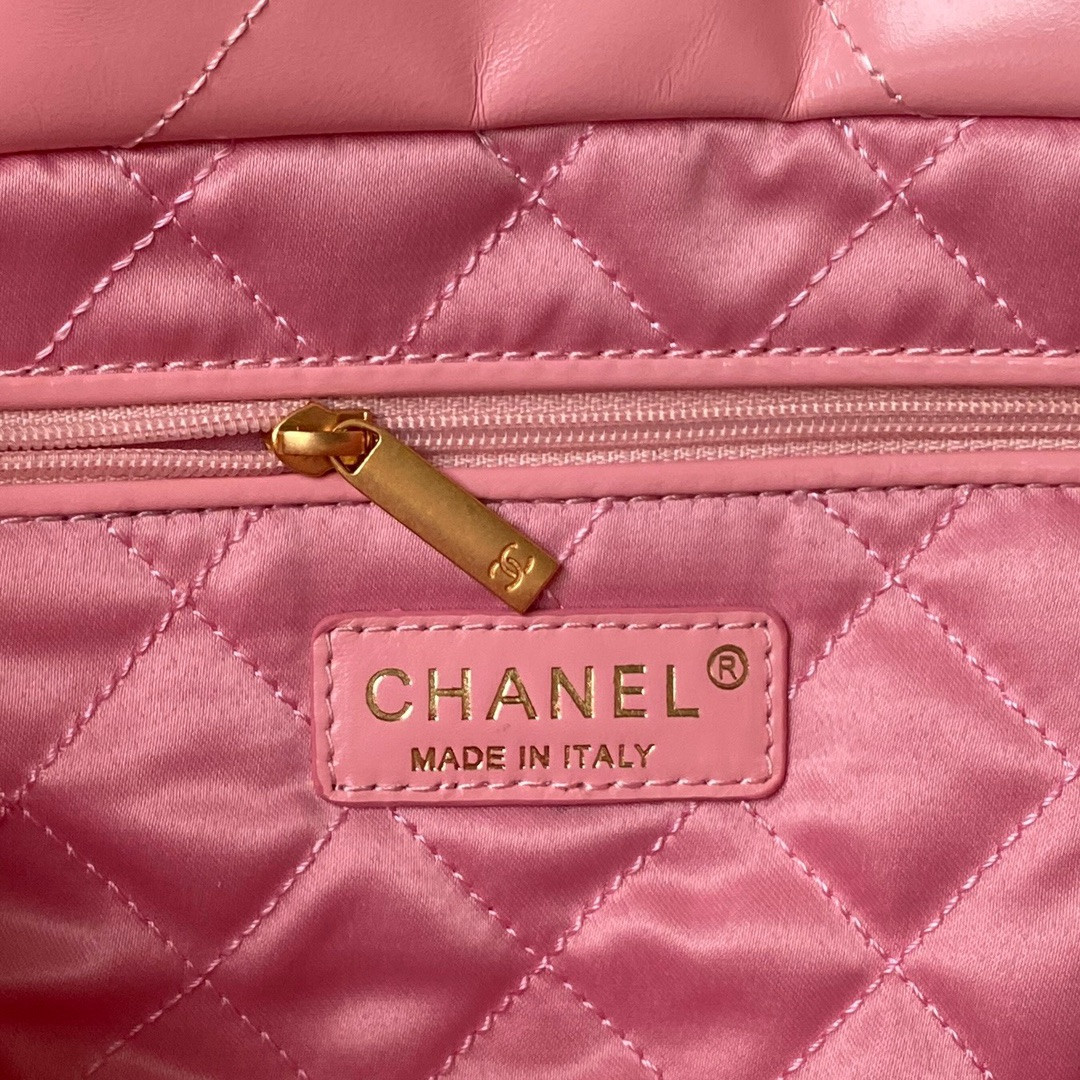 CHANEL 22 HANDBAG Shiny Calfskin PINK 30*45*8cm - Image 6