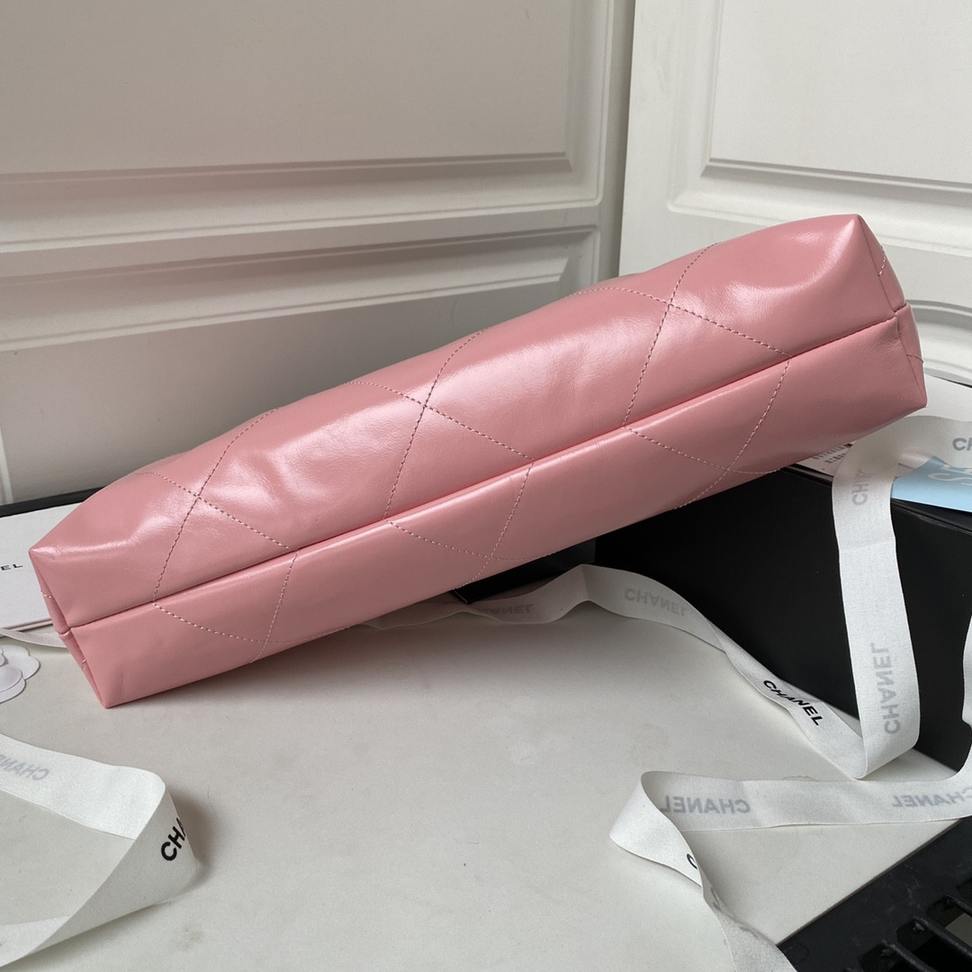 CHANEL 22 HANDBAG Shiny Calfskin PINK 30*45*8cm - Image 8