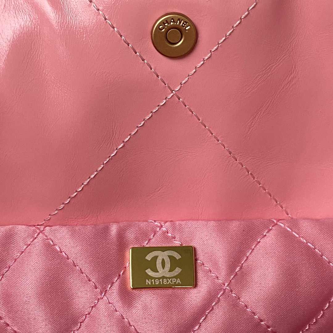 CHANEL 22 HANDBAG Shiny Calfskin PINK 30*45*8cm - Image 10