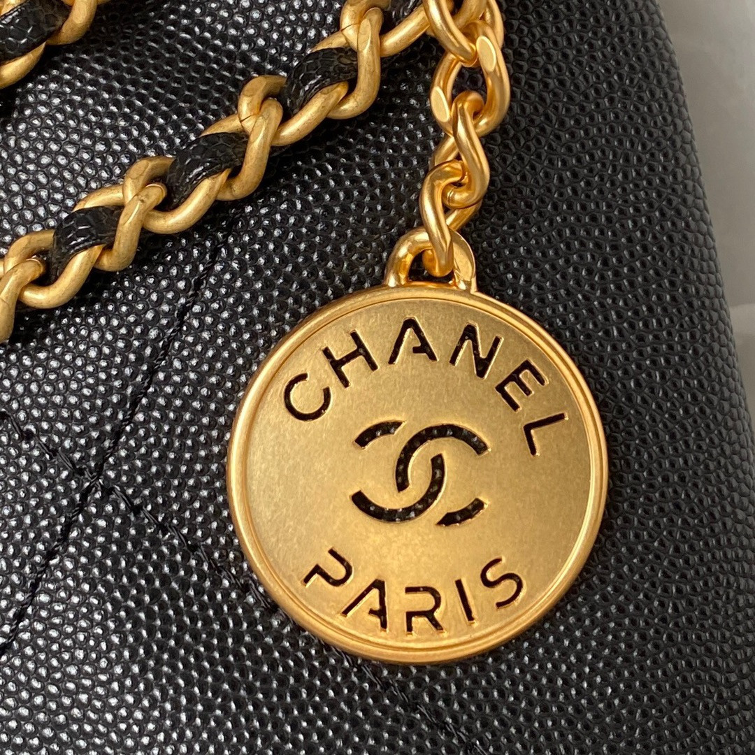 CHANEL 22 MINI HANDBAG GRAINED LEATHER BLACK 7.8 * 7.4 * 2.3 in - Image 4