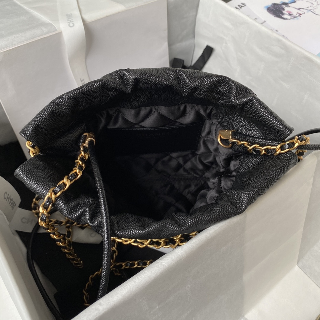 CHANEL 22 MINI HANDBAG GRAINED LEATHER BLACK 7.8 * 7.4 * 2.3 in - Image 7