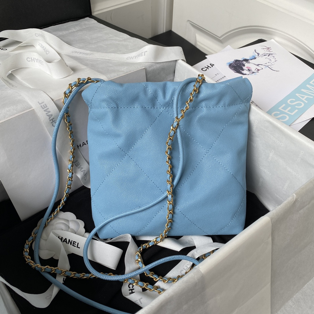 CHANEL 22 MINI HANDBAG GRAINED LEATHER BLUE 7.8 * 7.4 * 2.3 in - Image 3
