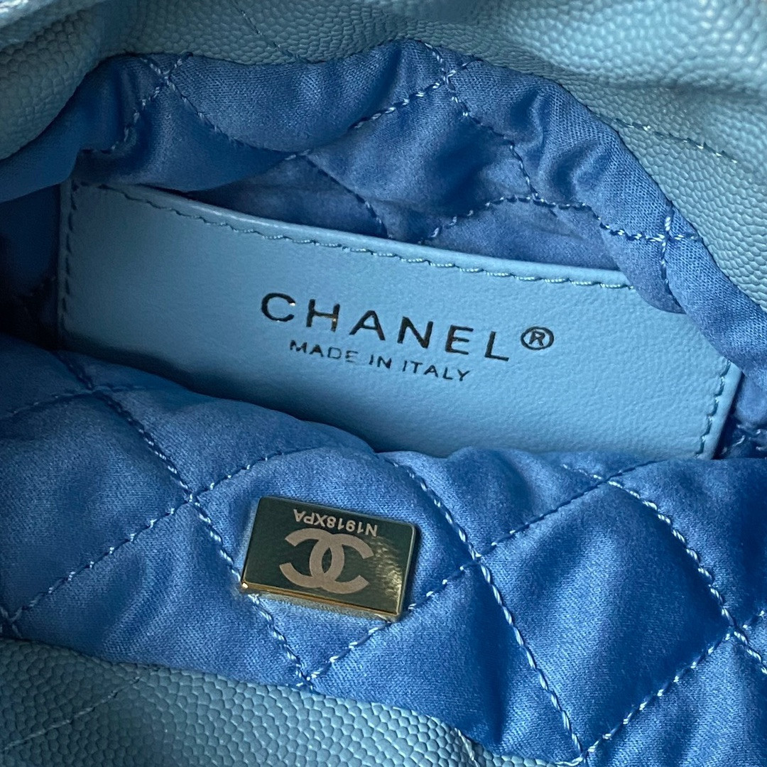 CHANEL 22 MINI HANDBAG GRAINED LEATHER BLUE 7.8 * 7.4 * 2.3 in - Image 10