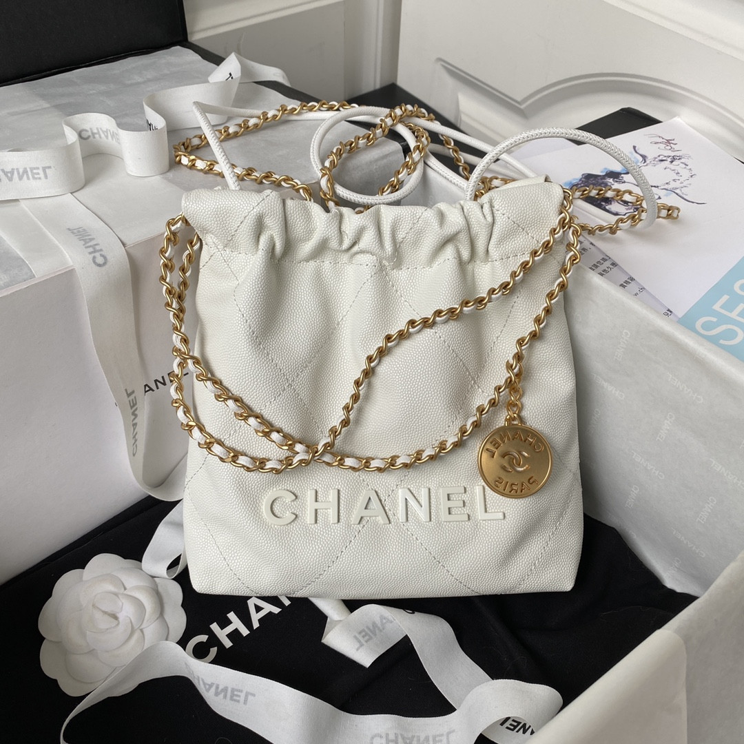 CHANEL 22 MINI HANDBAG GRAINED LEATHER WHITE 7.8 * 7.4 * 2.3 in - Image 2