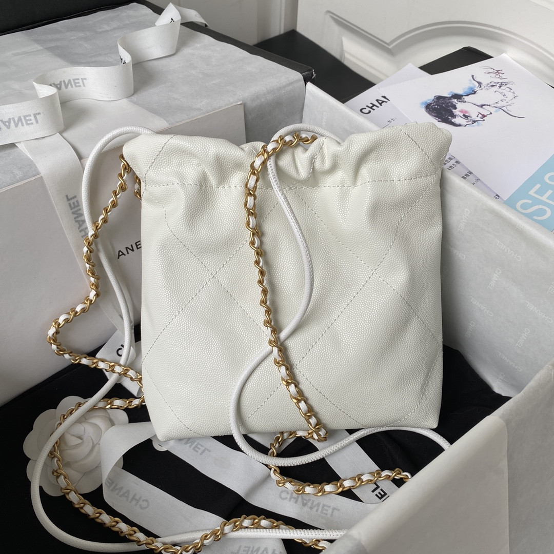 CHANEL 22 MINI HANDBAG GRAINED LEATHER WHITE 7.8 * 7.4 * 2.3 in - Image 3
