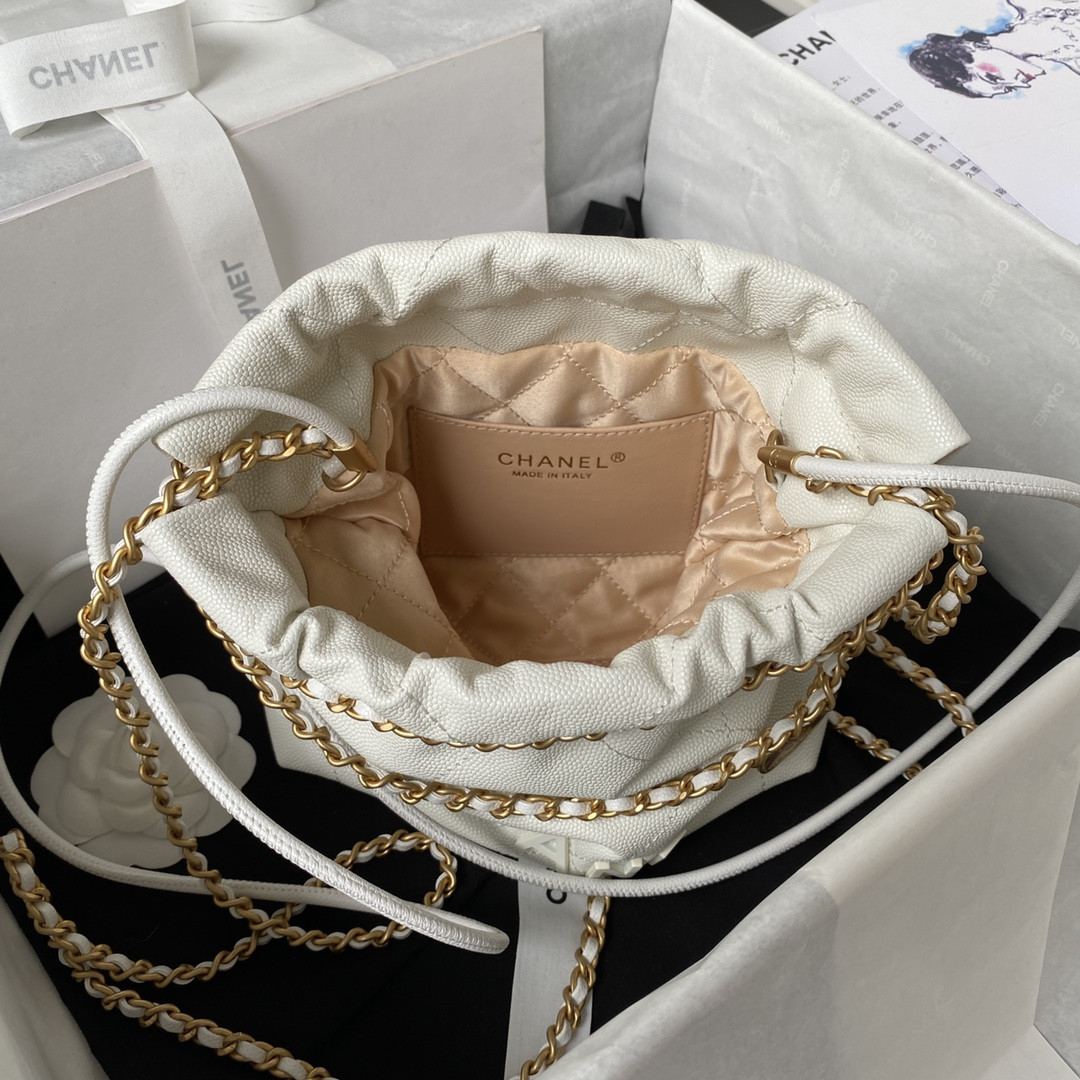 CHANEL 22 MINI HANDBAG GRAINED LEATHER WHITE 7.8 * 7.4 * 2.3 in - Image 7
