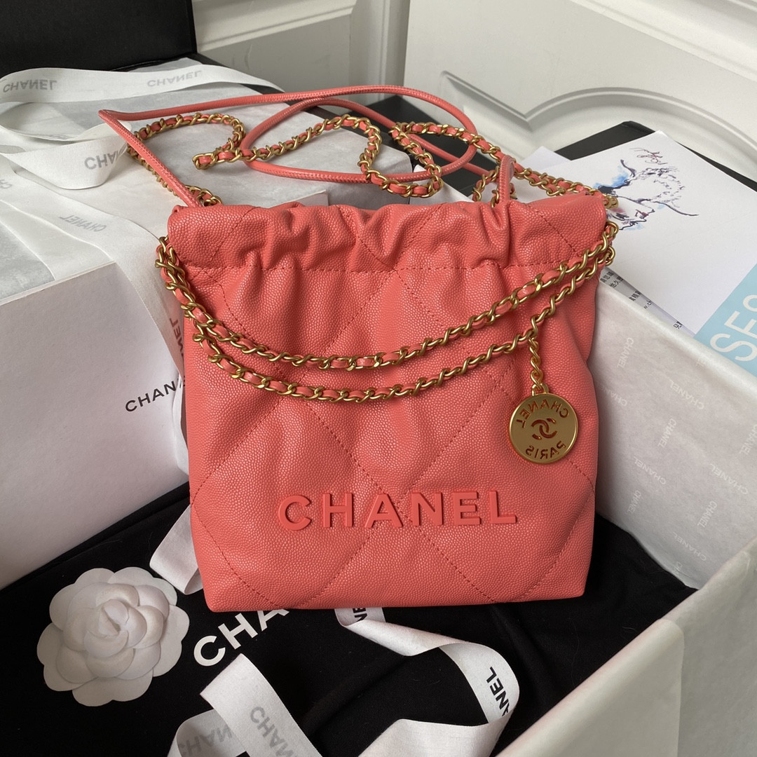 CHANEL 22 MINI HANDBAG GRAINED LEATHER RED 7.8 * 7.4 * 2.3 in - Image 2
