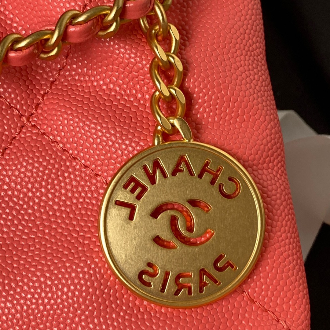 CHANEL 22 MINI HANDBAG GRAINED LEATHER RED 7.8 * 7.4 * 2.3 in - Image 4