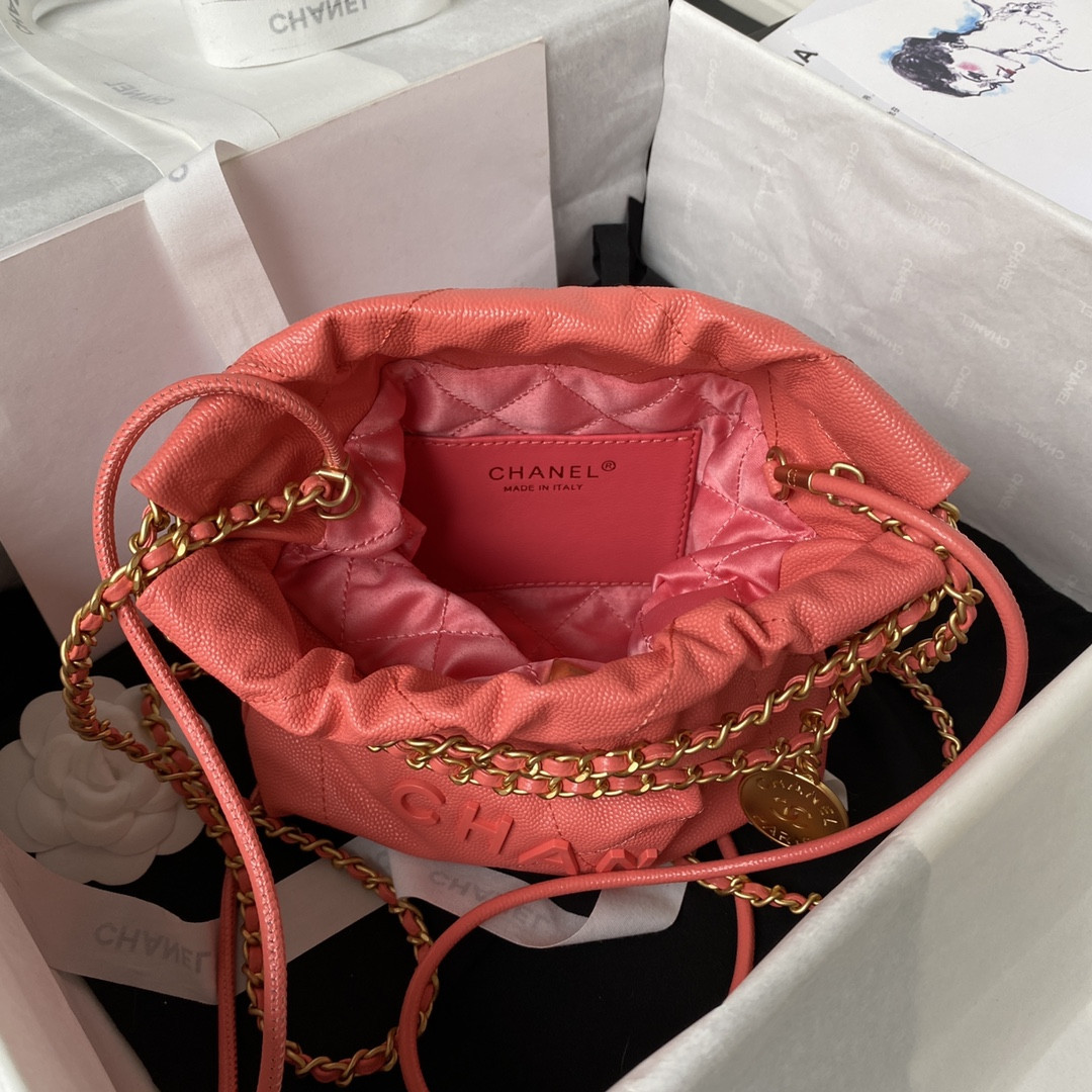 CHANEL 22 MINI HANDBAG GRAINED LEATHER RED 7.8 * 7.4 * 2.3 in - Image 6